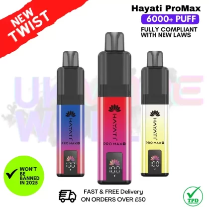 Hayati Pro Max 6000 Puff Prefilled Pod Kit – Any 3 For £21