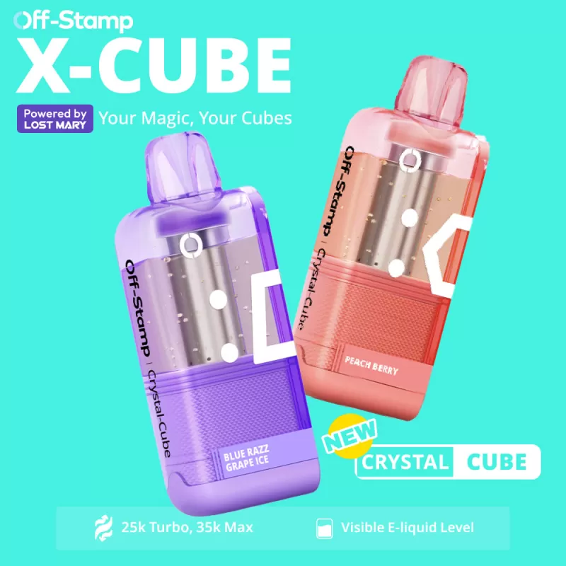 Made in Indonesia | Off-Stamp X-CUBE "Crystal Cube" 35K Disposable POD – 35,000 Puffs - Blueberry Apple Cobbler