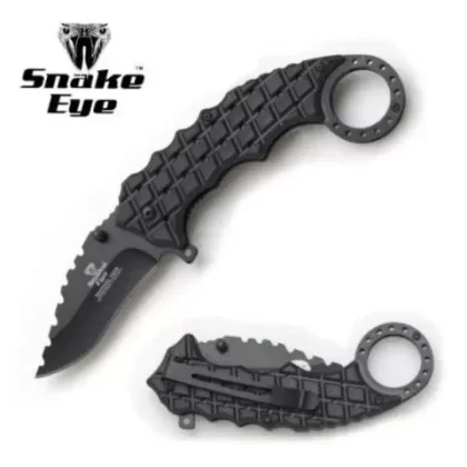Snake Eye Tactical Karambit Style Spring Assist Knife – Black - Ejuicewarehouse