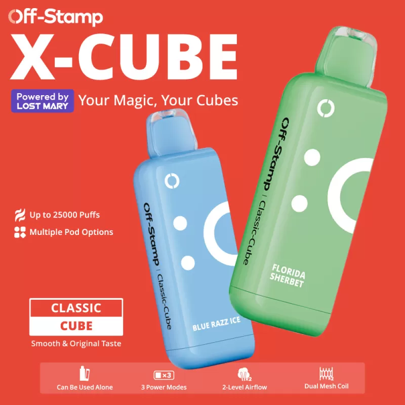Off-Stamp X-CUBE Classic Cube 25K Disposable POD Powered By LOST MARY – 25000 Puffs - Dragon Strawnana