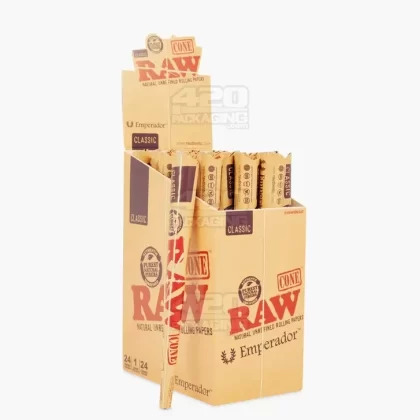 RAW | ‘Retail Display’ Emperador Super Size Pre-Rolled Cones | 180mm – Organic Hemp Paper – 24 Count