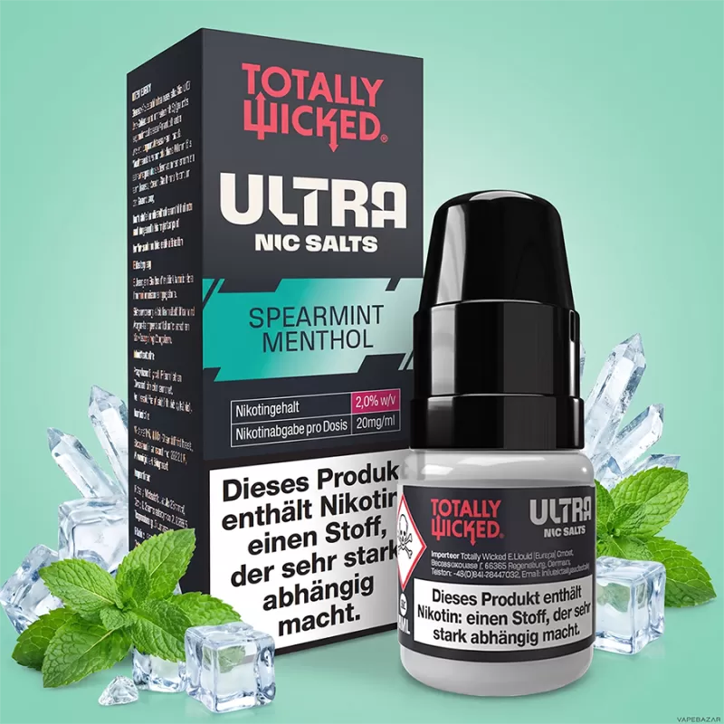 Totally Wicked ULTRA – Spearmint Menthol 8ml 20mg/ml - Totally Wicked / Menthol / Minze / 20mg/ml / Propylenglykol / pflanzliches Glycerin / Nikotinsalz / Aromen / 50% VG / 50% PG / 8 ml