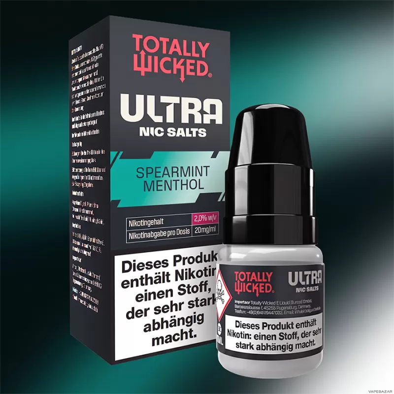 Totally Wicked ULTRA – Spearmint Menthol 8ml 20mg/ml - Totally Wicked / Menthol / Minze / 20mg/ml / Propylenglykol / pflanzliches Glycerin / Nikotinsalz / Aromen / 50% VG / 50% PG / 8 ml - Image 2