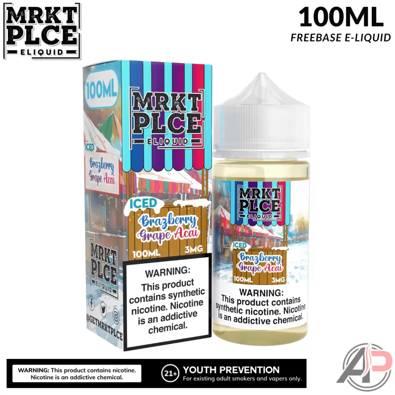 MRKT PLCE Iced Brazberry Grape Acai E-Liquid 100mL - Vape Product, Vape Product