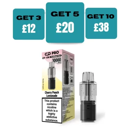 Cherry Peach Lemonade Crystal Pro CP10k Prefilled Pods - £4.99 or 3 For £12 - Cherry peach lemonade