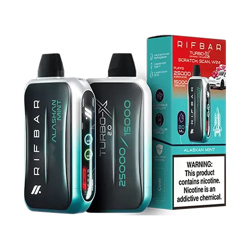 RIFBAR Turbo X 25K Rechargeable Disposable Device – 25000 Puffs - Mint Ice - Image 2