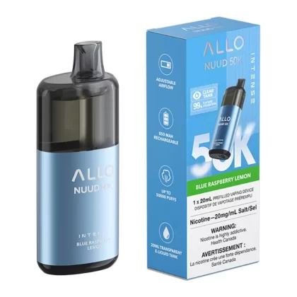Allo Intense Nuud 50K Disposable Vape Device - Blue Raspberry Lemon 20ml - 20mg/ml