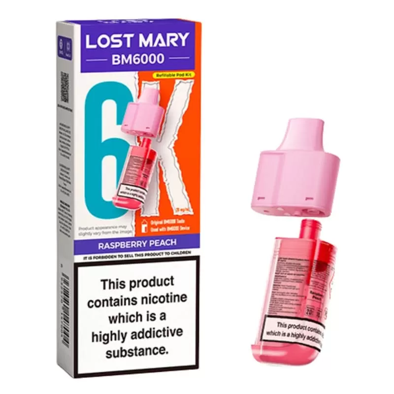 Raspberry Peach BM6000 Prefilled Pods by Lost Mary (2ml + 10ml)