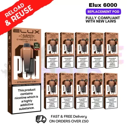 Strawberry Kiwi Elux 6K Replacement Pods Box Of 10