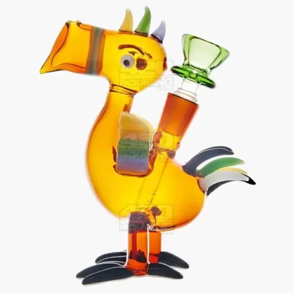 Toucan Doob Loops Glass Water Pipe | 6in Tall – 14mm Bowl – Amber