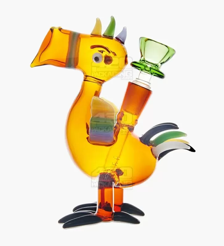 Toucan Doob Loops Glass Water Pipe | 6in Tall – 14mm Bowl – Amber