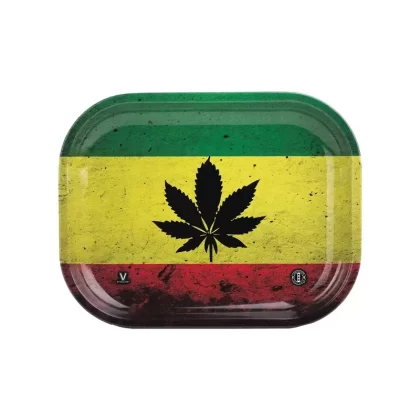 V Syndicate Rasta Leaf Metal Rolling Tray – 7in