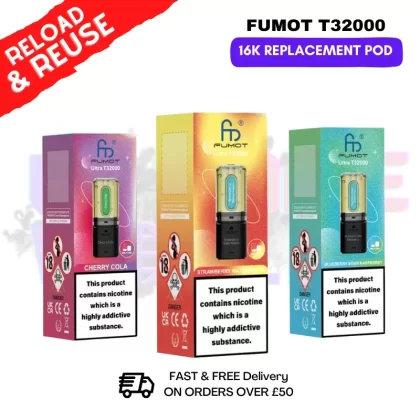 Fumot T32K RandM T32000 REPLACEMENT PODS – £4.99