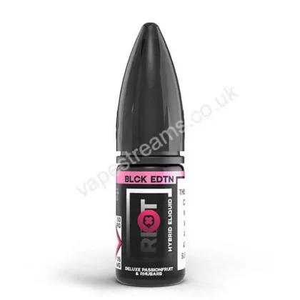 Riot Salt Blck Edtn Deluxe Passionfruit & Rhubarb Nicotine Salt E-Liquid - Vapestreams Co