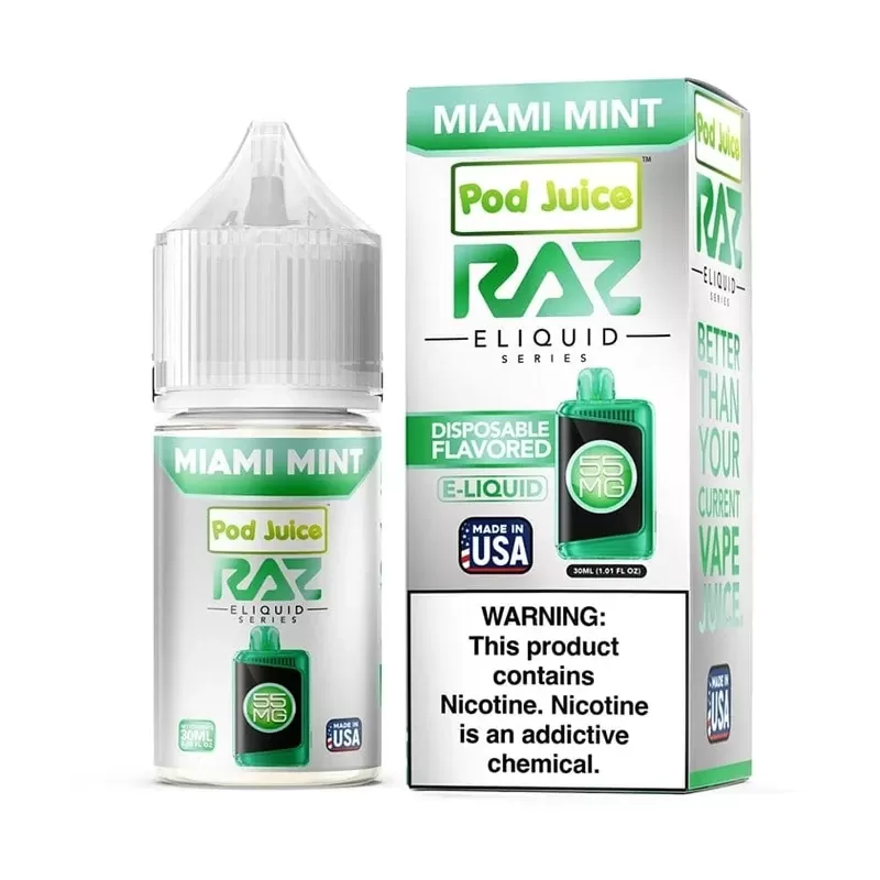 Pod Juice x RAZ Miami Mint TFN Salt Vape Juice 30ml - Vape Product, Vape Product