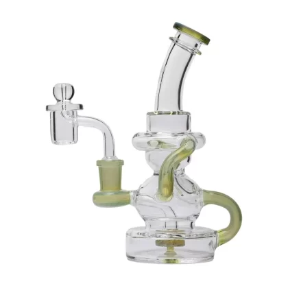 Human Grade Stubby Klein Glass Recycler Rig Water Pipe