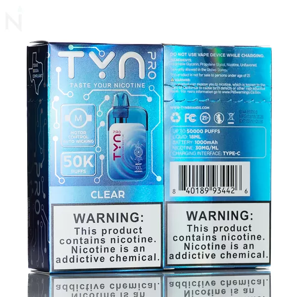 Tyn Pro 50K Disposable Vape - 18mL - Clear / 3% - Image 3