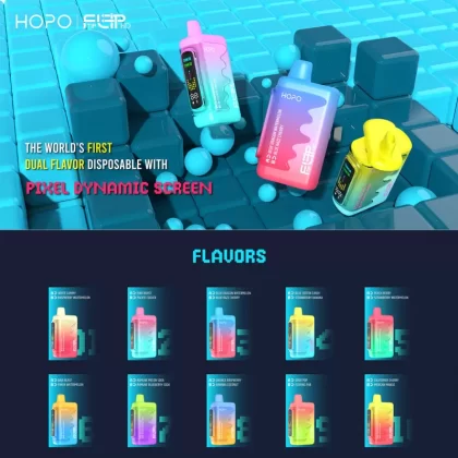 Hopo Flip Dual Favors 16k - Ramune Melon Soda - Ramune Blueberry Soda