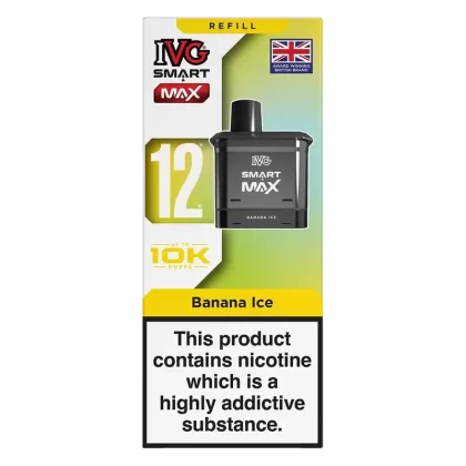 IVG Smart Max Prefilled Pods - Flavour#Banana Ice>Blue Raspberry Ice>Blue Razz Lemonade>Blue Sour Raspberry>Blueberry Raspberry>Cherry Peach Lemonade>Classic Menthol>Cola Ice>Exotic Fruits>F