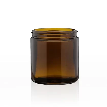 Glass Jars | Straight Sided 89/400 Thread | 16oz – Amber – 12 Count