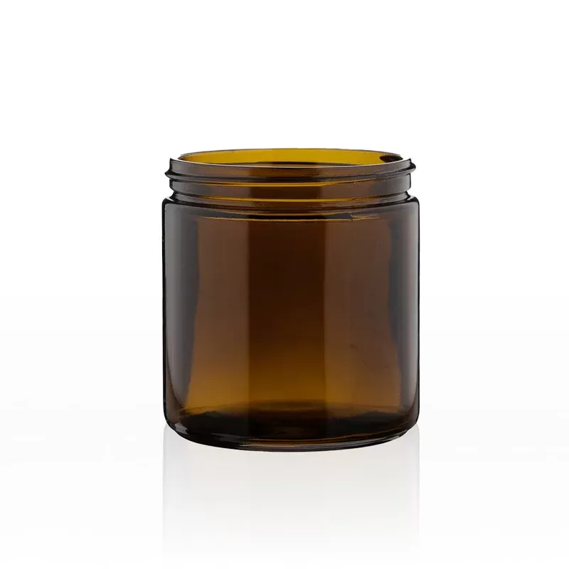 Glass Jars | Straight Sided 89/400 Thread | 16oz – Amber – 12 Count