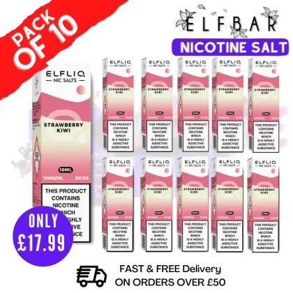 Strawberry Kiwi ElfLiq Nic Salt BOX OF 10 – ONLY £17.99
