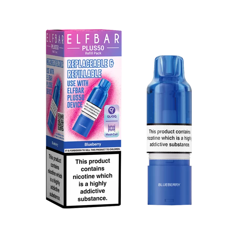 Blueberry ElfBar Plus 50 Refill Pack - 20mg - Vape Product