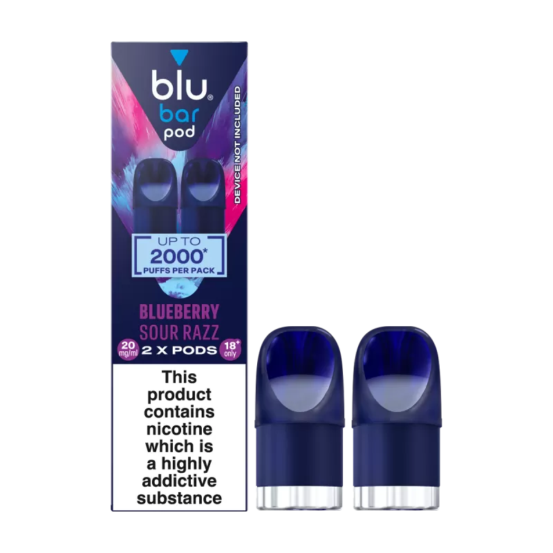 Blueberry Sour Razz Blu Bar Pods - 20mg - Vape Product (F0E1DD)