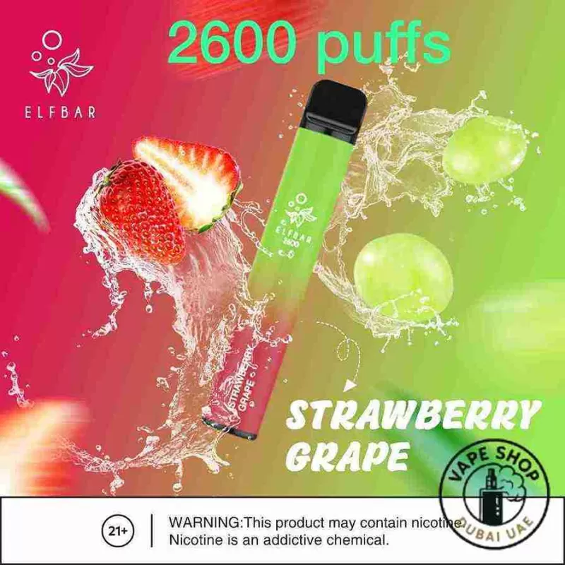 ELF BAR 2600 Puffs 20MG Disposable Vape in Dubai - Vape Product, BOX OF 10 PCS; BANANA MILK, Grape Energy (F0665E) - Image 3