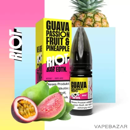 Riot Salt Bar Liquid – Guava Passionfruit Pineapple - 10mg/ml, 20mg/ml; Riot Saltbar; Guave, Passionsfrucht