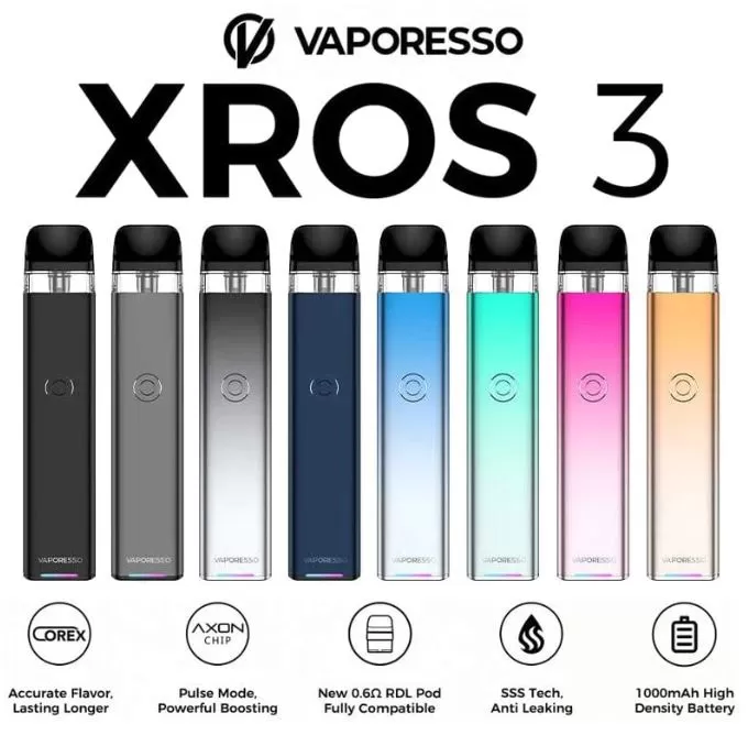 VAPORESSO XROS 3 1000mAh POD SYSTEM - Ice Blue - Image 2