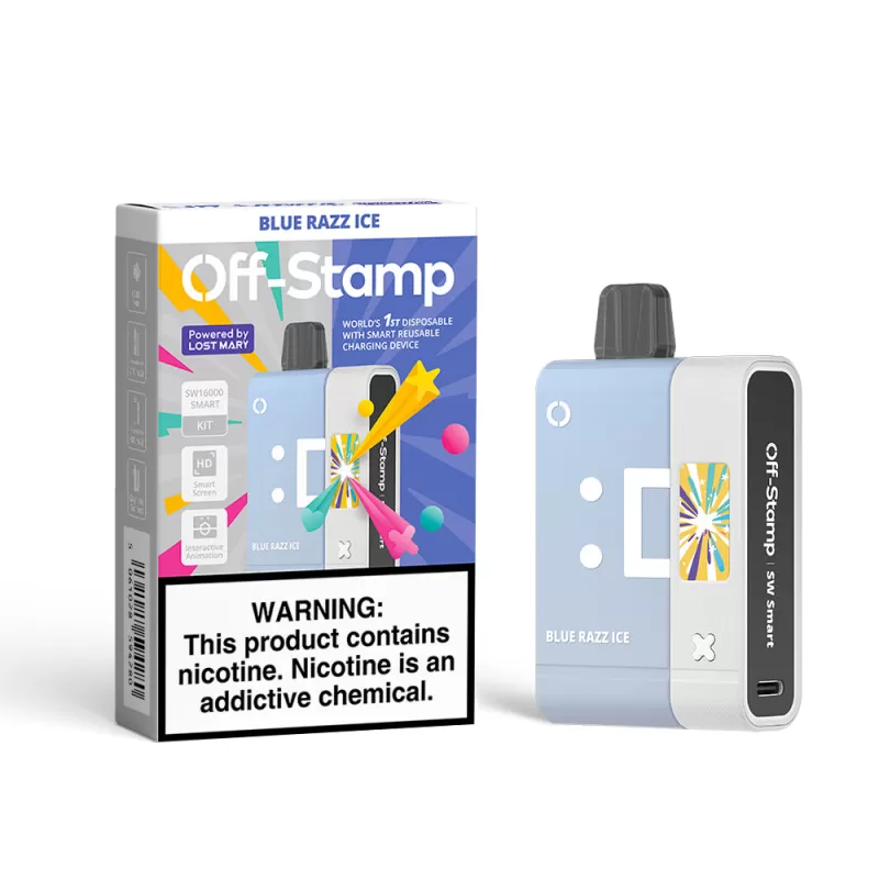 Off-Stamp SW16000 Disposable KIT Powered By LOST MARY – 16000 Puffs - Blue Razz Ice - Image 2