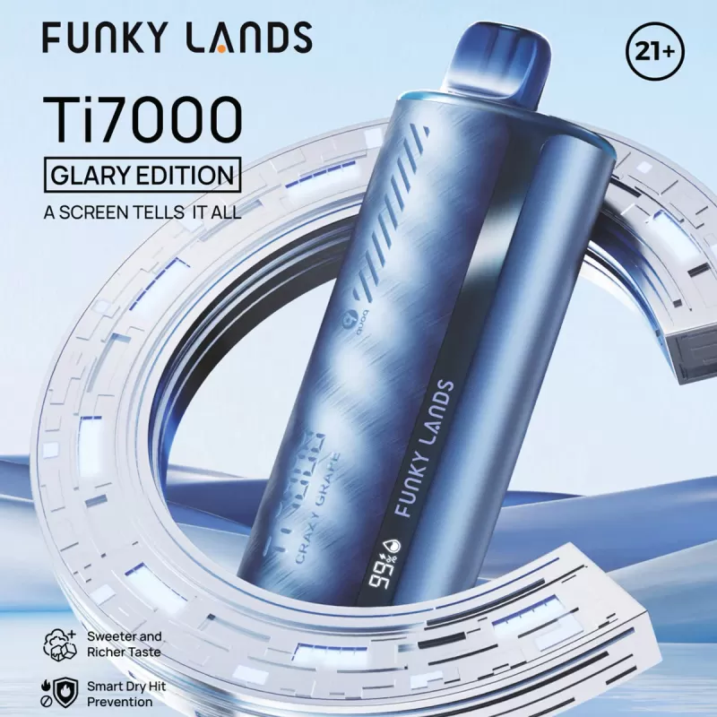 FUNKY LANDS Ti7000 “Glary Edition” Disposable Device – 7000 Puffs - Cherry Lemon