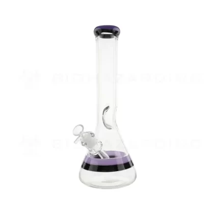 Water Pipe | Classic Beaker Water Pipe w/ Black Stripe | 14″ – Glass – Various Colors