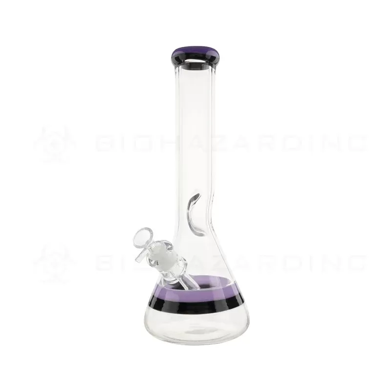 Water Pipe | Classic Beaker Water Pipe w/ Black Stripe | 14″ – Glass – Various Colors