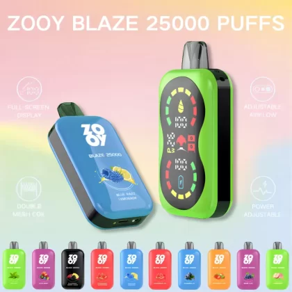 ZOOY Blaze 25000 – 25K Puffs Full-screen Display Child Lock Disposable Vape - 25000 puffs; Vape Product, Vape Product; Apple Peach, Blackberry Cherry Lemon