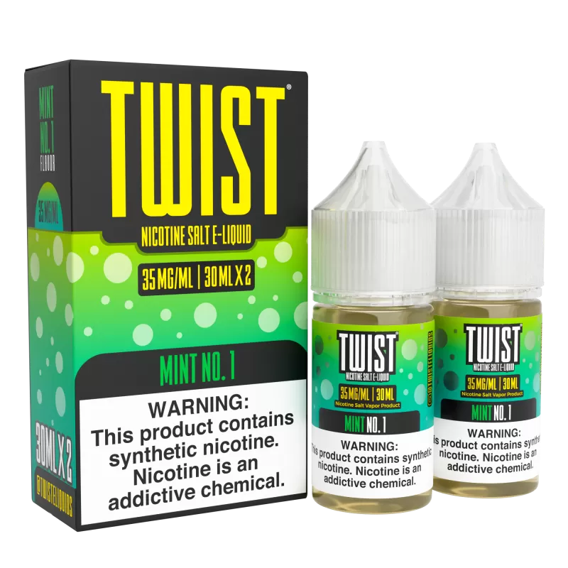 TWIST Nicotine Salt E-Liquid - Mint No.1 - 60ML E-Liquid (Twin 30ML Pack) - 50MG