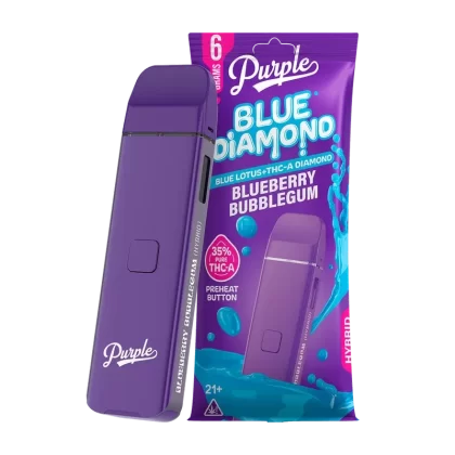 Purple Organics Blue Diamond Disposable THCA – 6 Grams - flavor#Blueberry Bubblegum (Hybrid)>Razzberry Nerdz (Hybrid)>Alaskan Thunderf*ck (Sativa)>Strawberry Faygo (Sativa)>Truffle Sundae (I