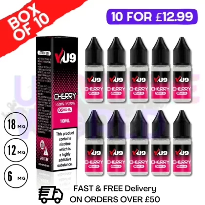 Cherry VU9 E-Liquid Juice 10ml Nic Eliquid – 10 x 10ML Bundle