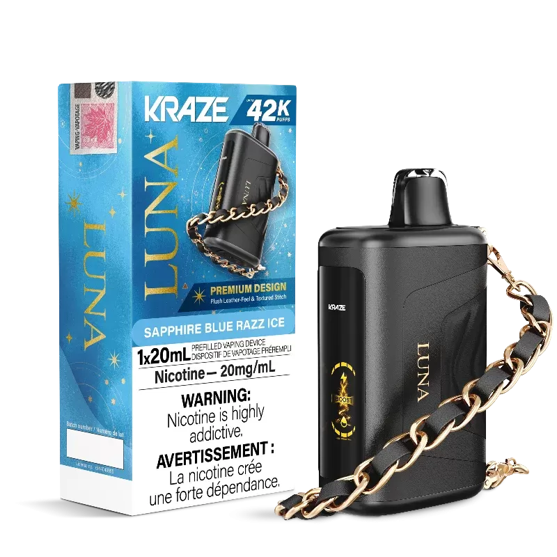 Kraze Luna 42K Sapphire Blue Razz Ice Disposable Vape
