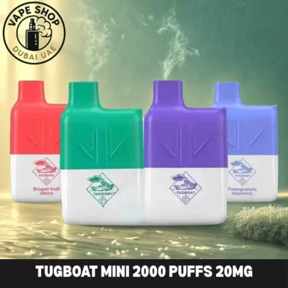Tugboat Mini 2000 Puffs 20MG Nicotine None Rechargeable - Vape Product, BOX OF 10 PCS; Black Currant Cranberry, Blueberry Bubble Gum
