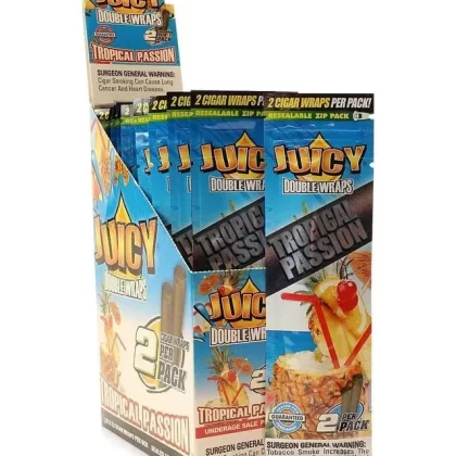 Juicy Flavored Blunt Wraps (2-Pack) - Flavor#Black N’ Blueberry>Cherry Vanilla>Cuban Mojito>Grapes Gone Wild>Jagerwrap>Mango Papaya>Raspberry>Strawberry>Tropical Passion>Wham Bam Watermelon>