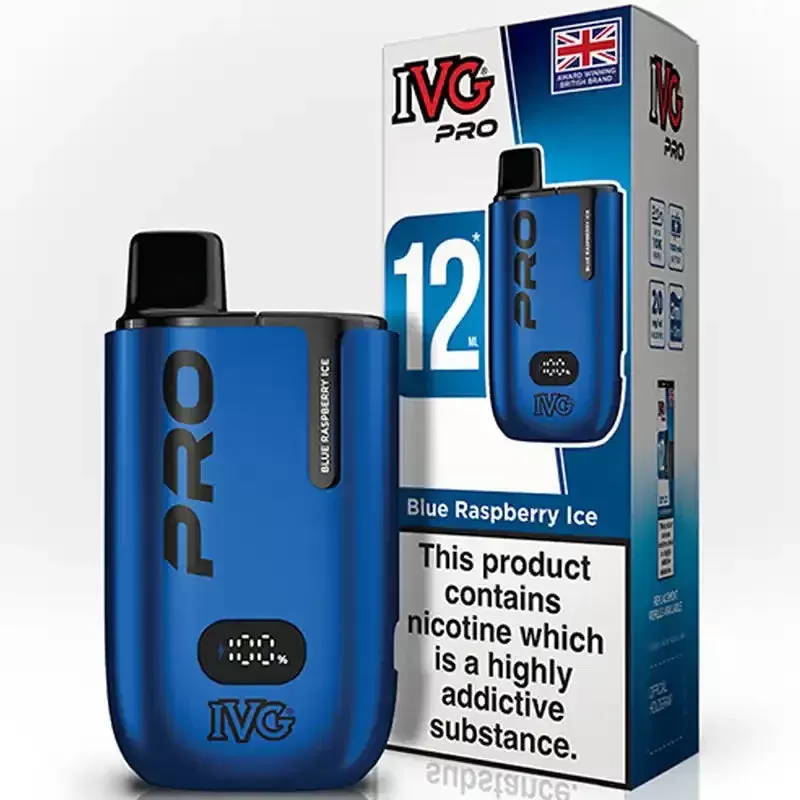 IVG Pro 12 Vape Pod Kit - Flavour#Banana Ice>Blue Razz Retro>Blue Raspberry Ice>Blue Sour Raspberry>Blueberry Mint>Cherry Ice>Cherry Strawberry Raspberry>Classic Menthol>Double Apple>Double
