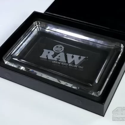RAW | Crystal Glass Rolling Tray | 11in x 7in – Small – Glass - Vape Store