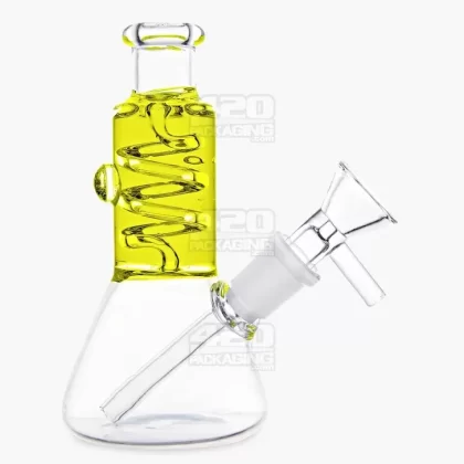 Glycerin Coil Mini Beaker Water Pipe | 5in Long – 14mm Bowl – Yellow