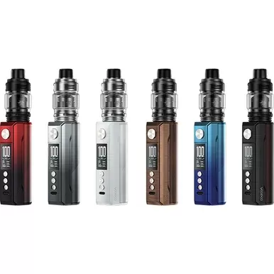 VooPoo Drag M100S Kit - Color#Cyan/Blue>Red/Black>Silver/Black>Antique Brass/Padauk>Black/Darkwood>Pearl White