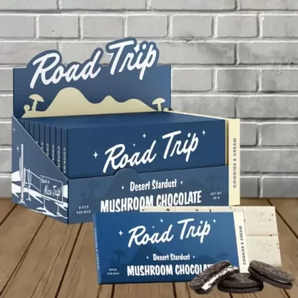 Road Trip Mushroom Chocolate Bar - flavor quantity#Cookies & Cream -- Single>Cookies & Cream -- 10ct>Strawberry Crunch -- Single>Strawberry Crunch -- 10ct>Milk Chocolate -- Single>Milk Choco (43898C)
