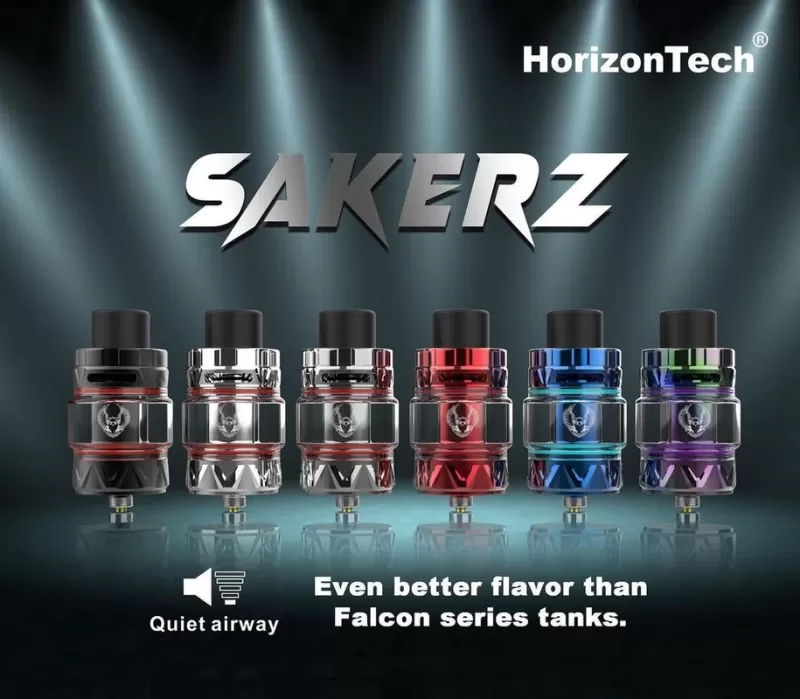 HorizonTech SAKERZ Sub Ohm Tank - Colour#Carbon Black>Gun Metal>SS>Purplish Red>Blue>Rainbow