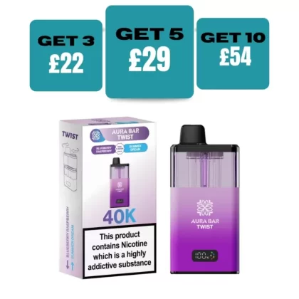 Crystal Prime Aura 40K Prefilled Pod Kit - £9.99 or 3 For £22 - Blueberry Cherry Cranberry / Berry Blaze