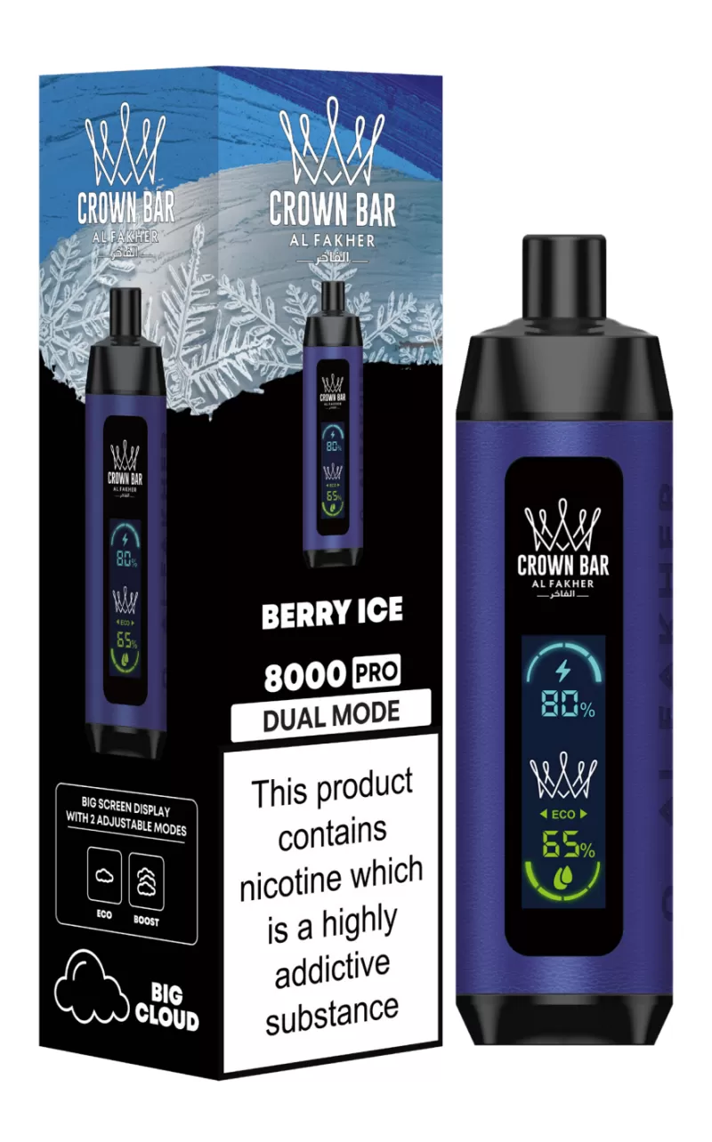 Al Fakher Crown Bar 8000 Pro Dual Mode Rechargeable Disposable Kit (Big Cloud) - Two Apple - Image 3